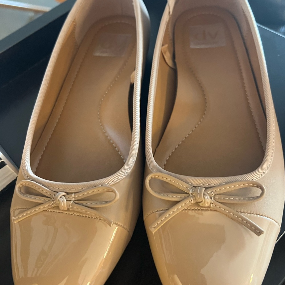 Dolce Vita Nude Patent Ballet Flats with Bow